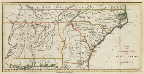John Russell, Map of the Southern Part of the United States of America, 1798