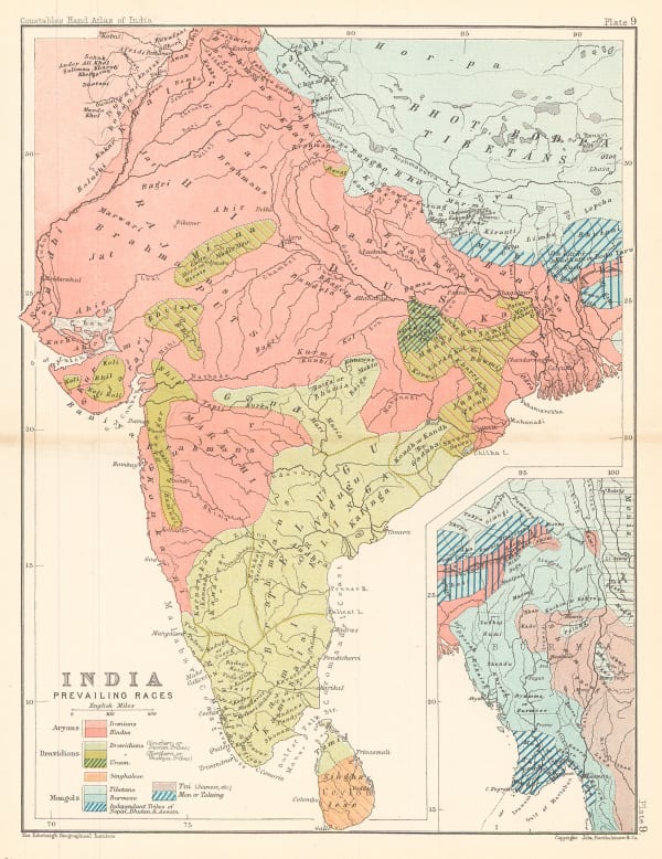 J.G. Bartholomew, India Prevailing Races, 1893