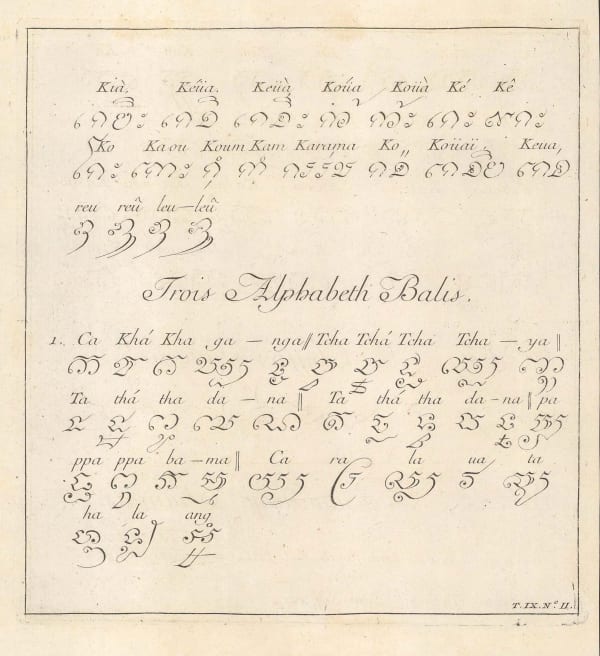 Lt. Col. Michael Symes, Indonesia - Balis Alphabet, 1751