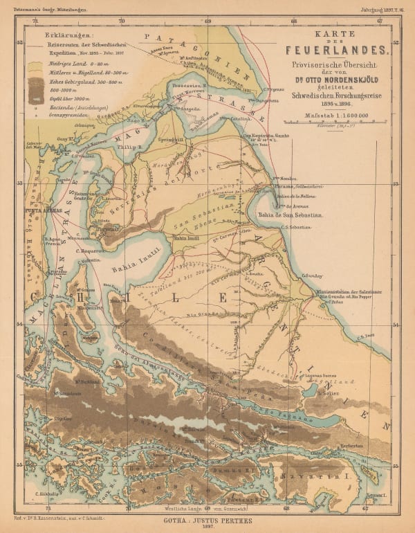 Justus Perthes, Tierra del Fuego and the Magellan Straits, 1897