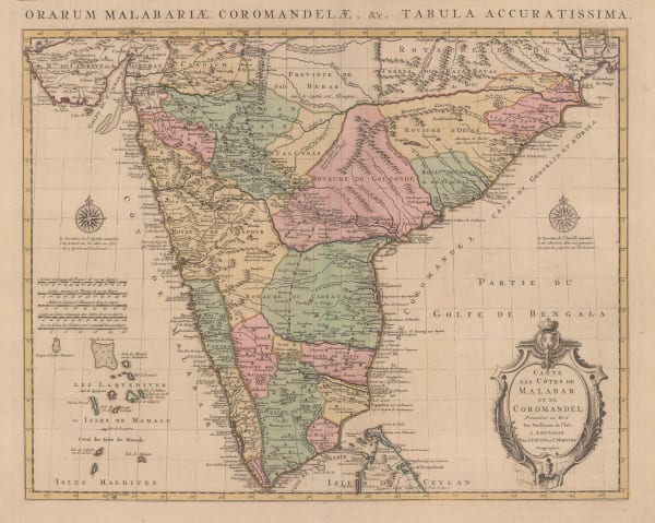 Covens (Jean) & Mortier (Cornelius), Carte des Côtes de Malabar et de Coromandel, 1757