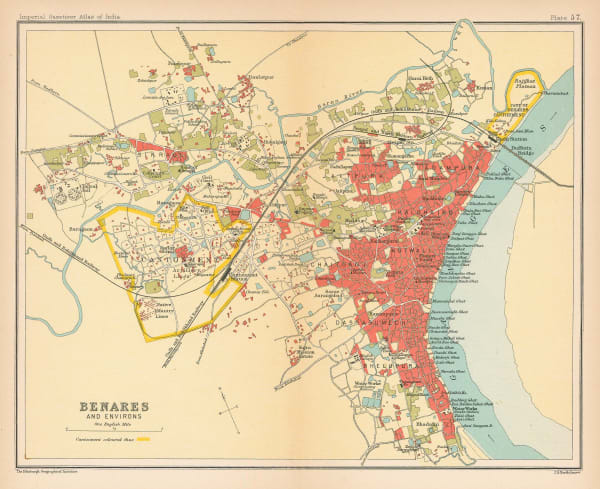 J.G. Bartholomew, Varanasi (Benares) and environs, 1909