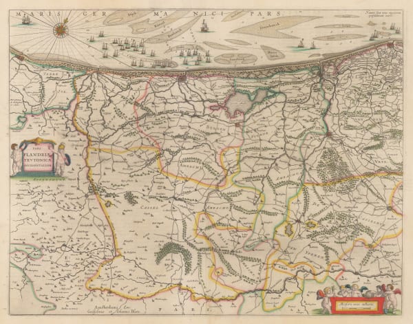 Willem & Jan Blaeu, Coast of France and Belgium from Calais to Ostend, 1650