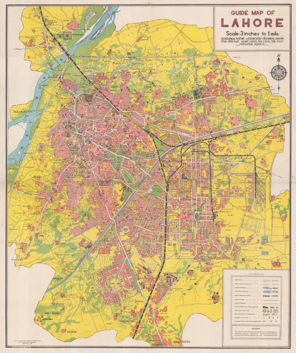 Ferozsons Ltd., Guide Map of Lahore, 1966