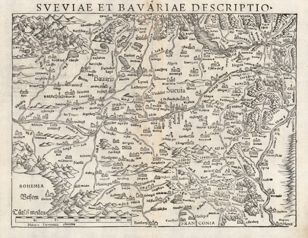 Sebastian Münster, Bavaria & Swabia, 1558