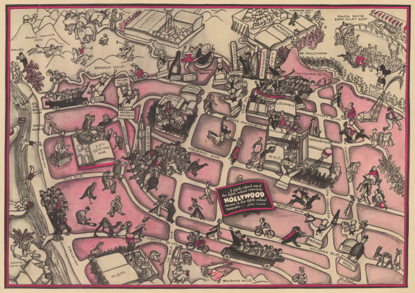 John Groth, A Slightly Cockeyed map of that slightly Cockeyed Community Hollywood, 1937