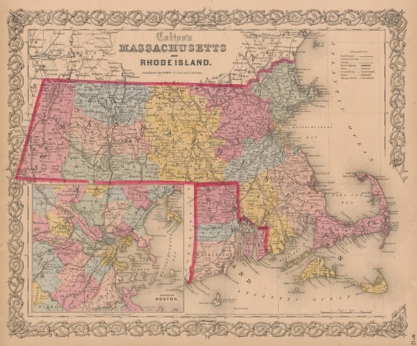 Joseph Hutchins Colton, Massachusettes and Rhode Island , 1862