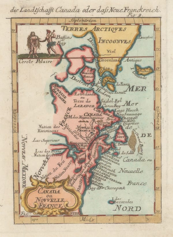 Alain Manesson Mallet, Miniature map of Eastern Canada, 1719