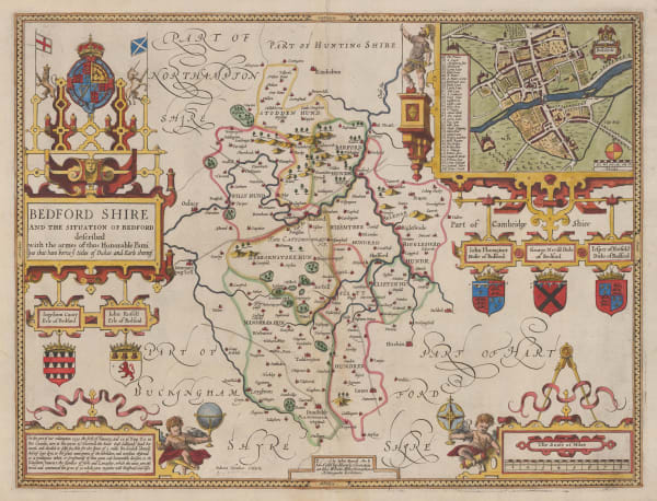 John Speed, Bedford Shire and the Situation of Bedford, 1743