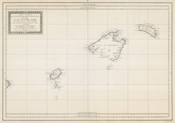 Vicente Maria Tofino, Rare Spanish Sea Chart of Mallorca, Menorca & Ibiza, 1786