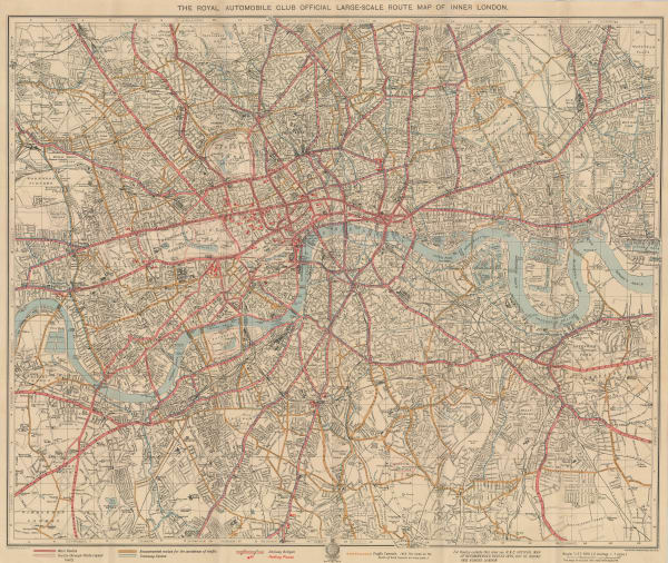 George Philip & Son Ltd., The Royal Automobile Club Official Large Scale Route Map of Inner London, 1925