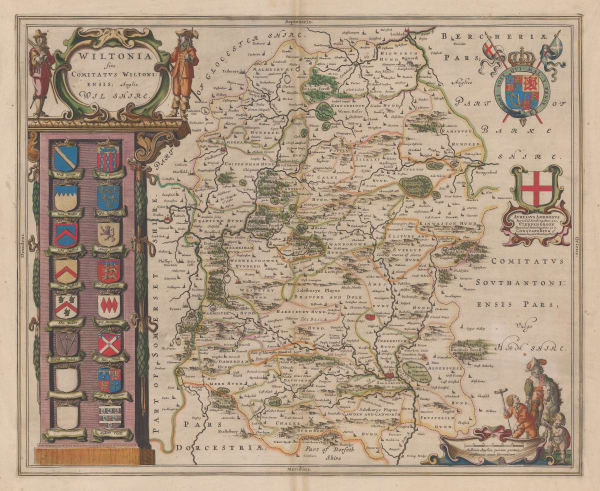Willem & Jan Blaeu, Wiltonia sive Comitatus Wiltoniensis; Anglis Wilshire, 1640 c.