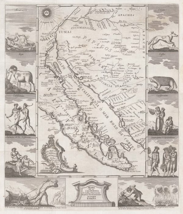 Miguel Venegas, Decorative map of California, 1757