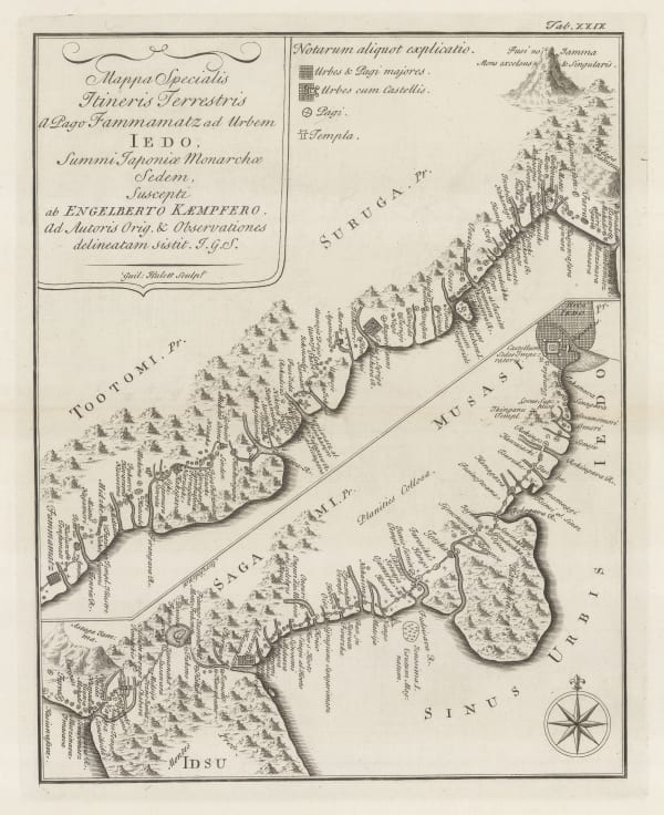 Engelbert Kaempfer, Important early maps from Mount Fuji to Hamamatsu, and Tokyo to Chigaski, 1727