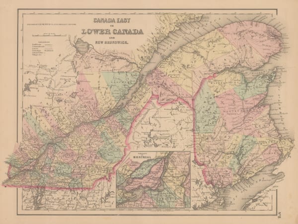 Joseph Hutchins Colton, Canada East or Lower Canada and New Brunswick, 1855