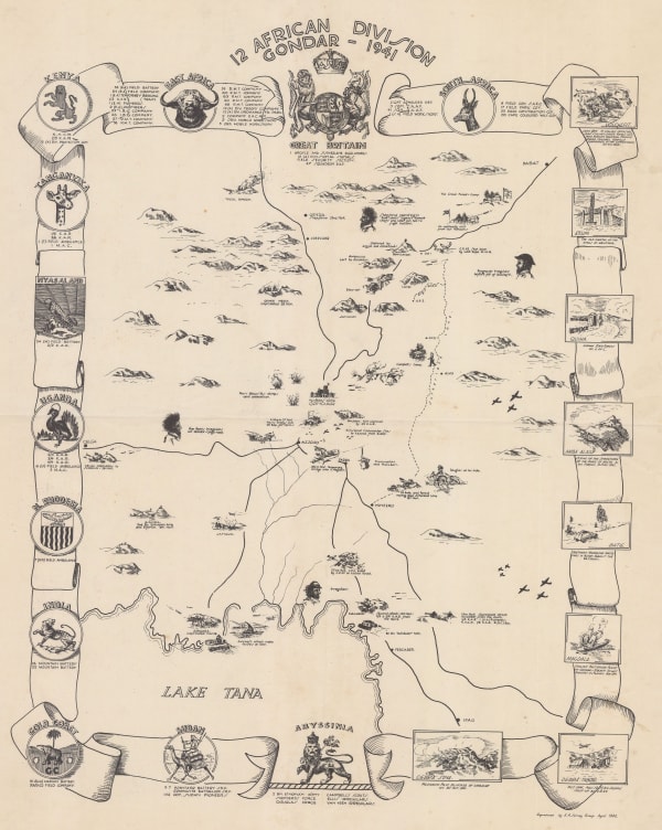 East African Survey Group, British Army, WWII commemorative map of northern Ethiopia, 1942
