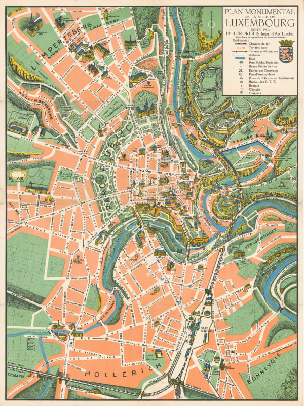 Feller Frères, Plan Monumental de la Ville de Luxembourg, 1935 c.