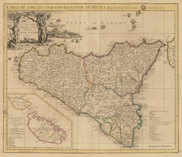 John Senex, English map of Sicily, 1721