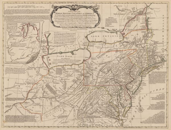 Carington Bowles, Important pre-Revolution map of the Mid-Atlantic Colonies, 1771