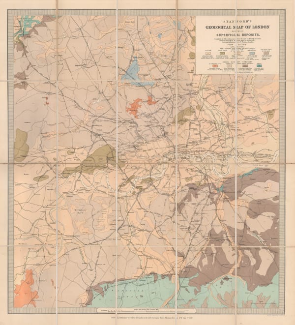 Edward Stanford, Stanford's Geological Map of London Shewing Superficial Deposits, 1899