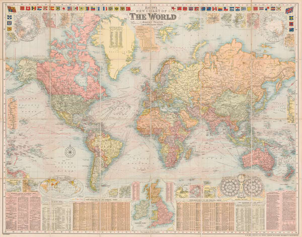 George W. Bacon, New Chart of the World, 1907 c.