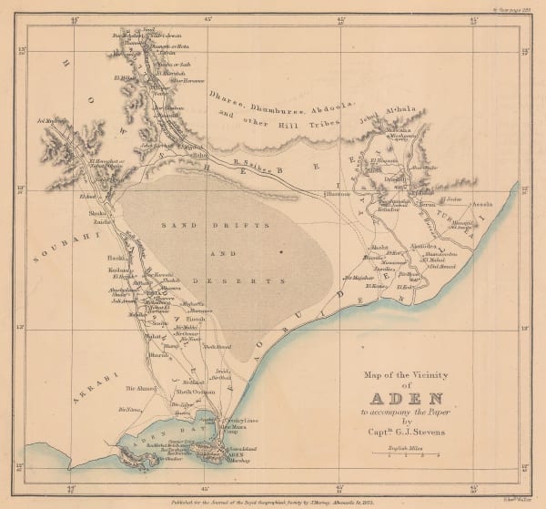 Royal Geographical Society (RGS), Map of the Vicinity of Aden, 1873