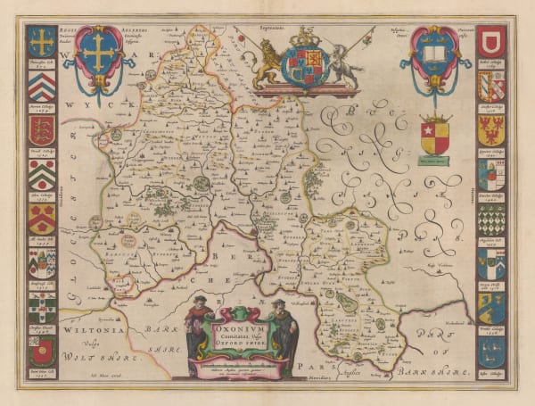 Willem & Jan Blaeu, Oxonium Comitatus, Vulgo Oxford Shire, 1650 c.