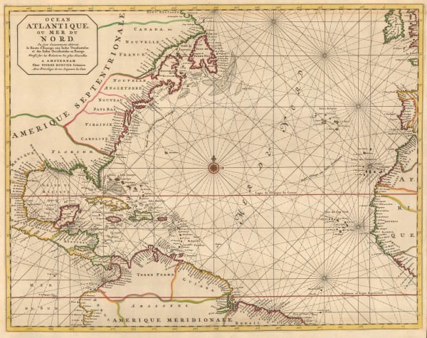 Pierre Mortier, Chart of the North Atlantic Ocean, 1700 c.