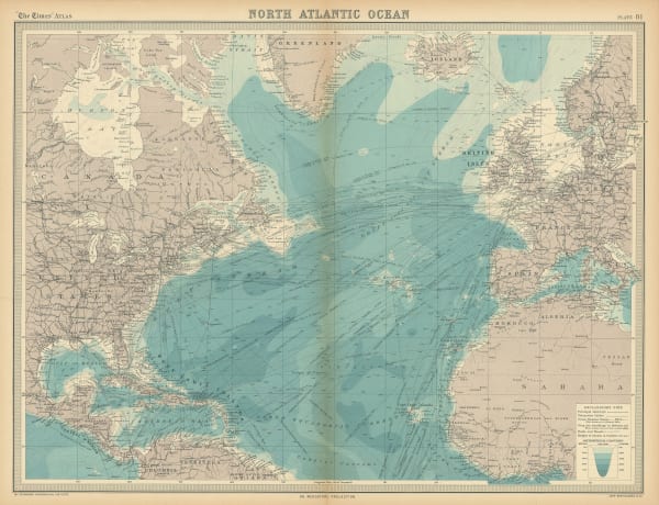 J.G. Bartholomew, North Atlantic Ocean, 1922