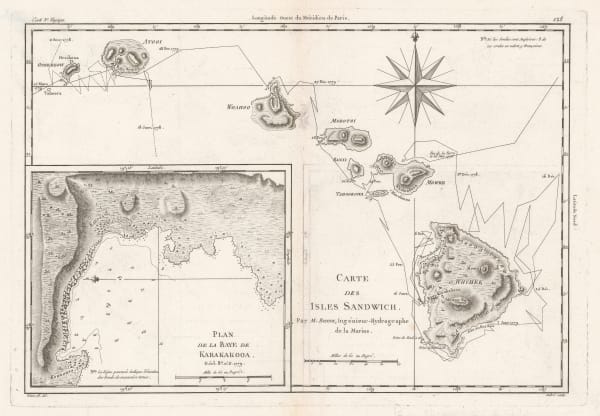 Rigobert Bonne, Early map of Hawaii based on Capt. Cook, 1780 c.