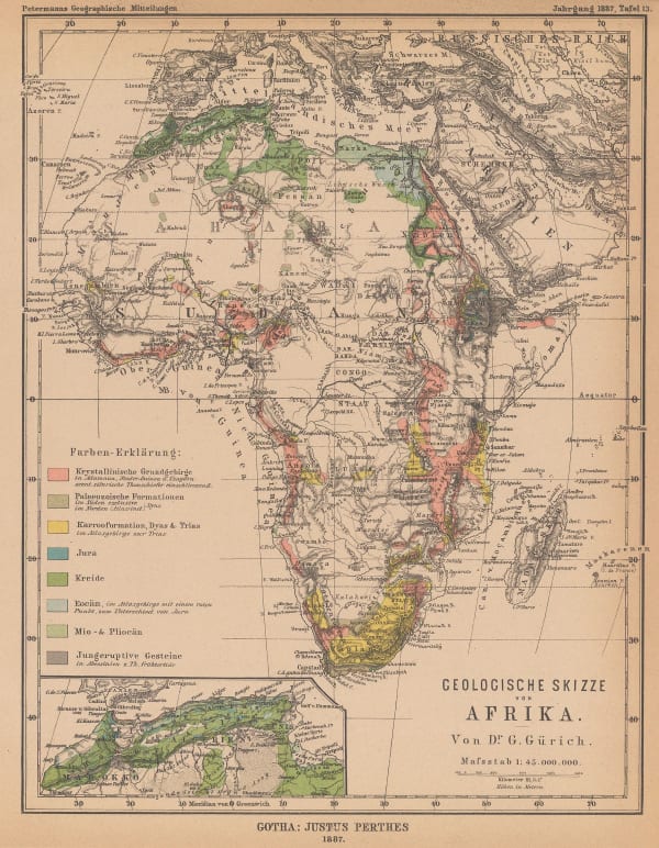 Justus Perthes, Geological sketch map of Africa, 1887