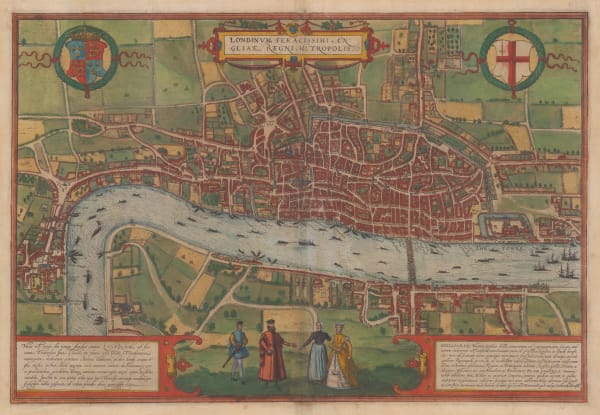 Georg Braun & Frans Hogenberg, The Earliest Surviving Printed Map of London, 1574 c.