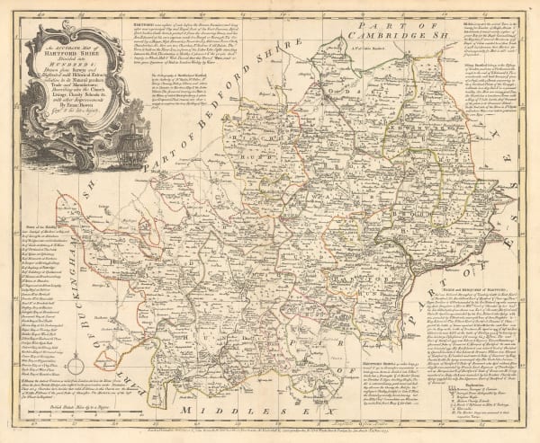 Emanuel Bowen, An Accurate Map of Hartford Shire, 1777