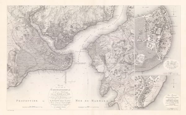 Antoine-Ignace Melling, French plan of Istanbul (Constantinople), 1819