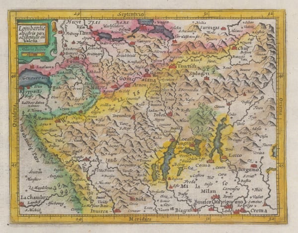 Mercator Hondius, Lombardy & the Italian Lakes, 1635