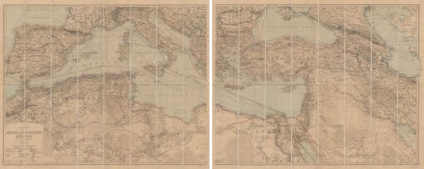 Justus Perthes, Two-sheet map of the Mediterranean Sea, 1890