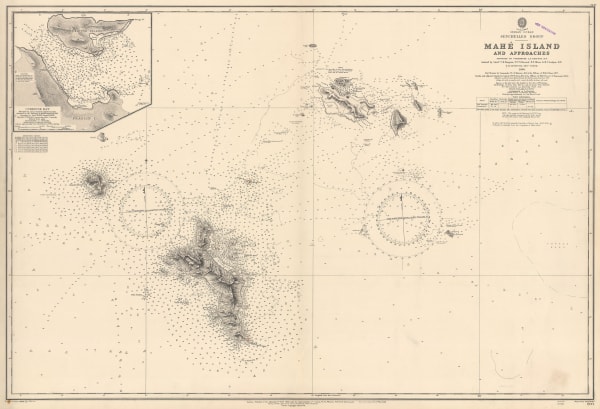British Admiralty, Chart of Mahe and Praslin, Seychelles, 1935