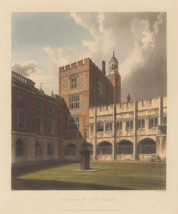Rudolph Ackermann, Eton College - the Cloisters and Lupton's Tower, 1816