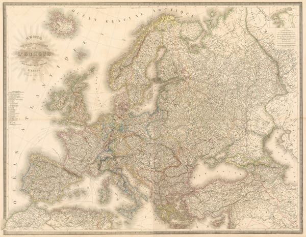 Andriveau-Goujon, Wall map of Europe, 1854