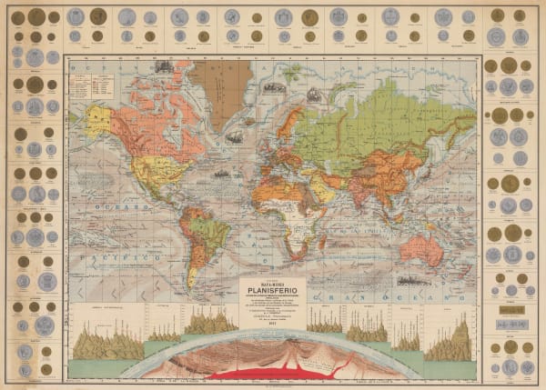 J. Dosseray, Nuevo Mapa-Mundi Planisferio, 1911