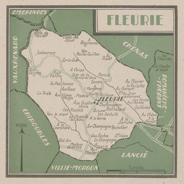 Walter Crotch, Wine Map of Fleurie, Beaujolais, 1947