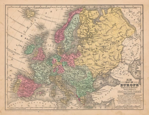 Samuel Augustus Mitchell, Map of Europe, 1847 (c.)