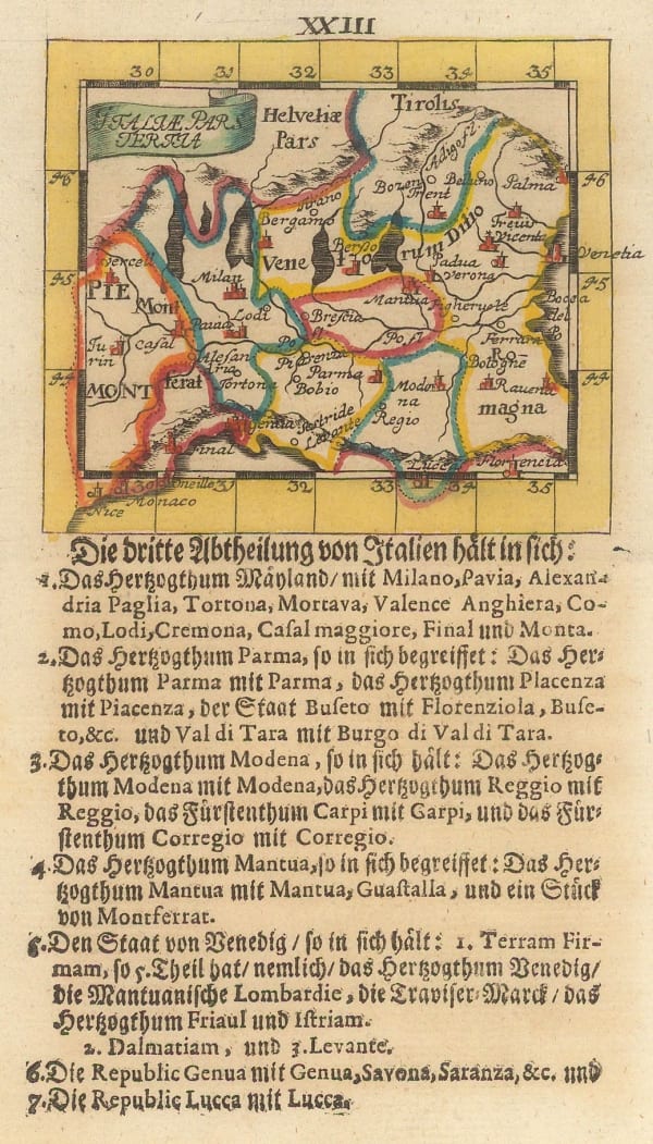 Johann Ulrich Muller, Northern Italy, 1692