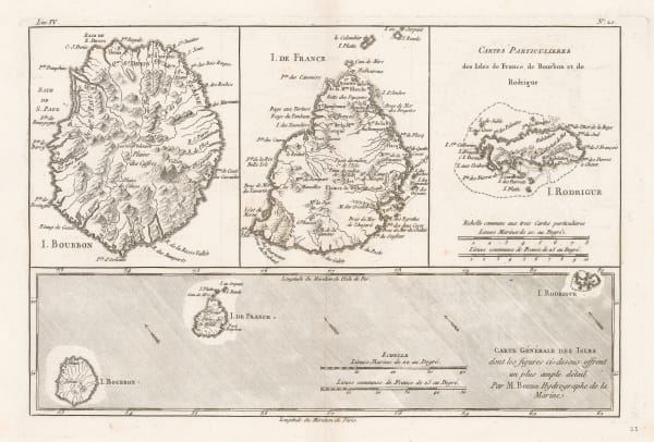 Rigobert Bonne, Mauritius, Réunion & Rodrigues, 1780 c