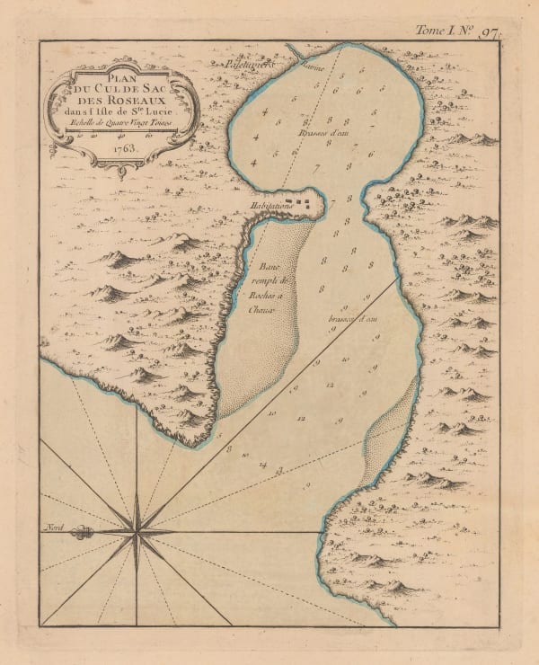 Jacques-Nicolas Bellin, Cul de Sac des Roseaux, St. Lucia, 1764