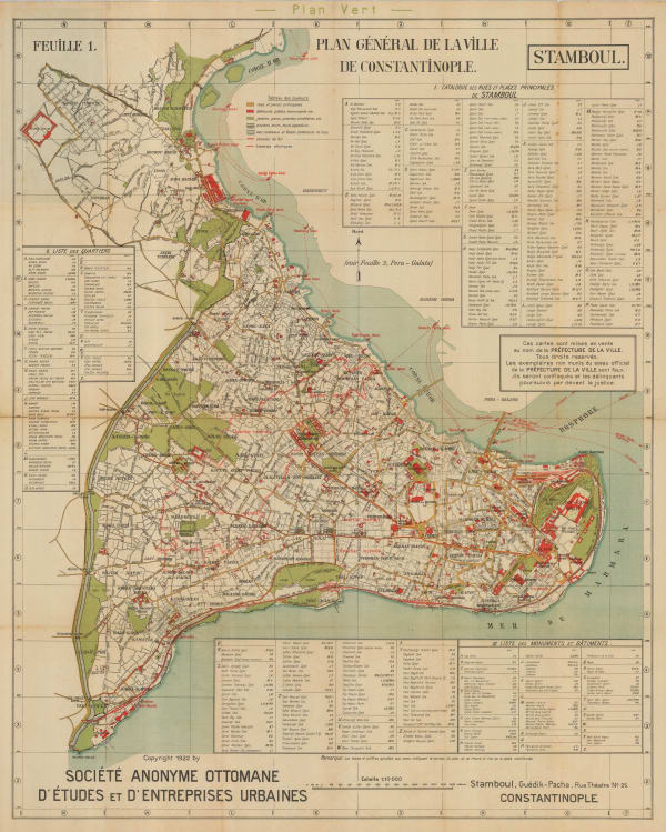 Société Anonyme Ottomane d'Etudes et d'Enterprises Urbaines, Istanbul (Constantinople), 1922