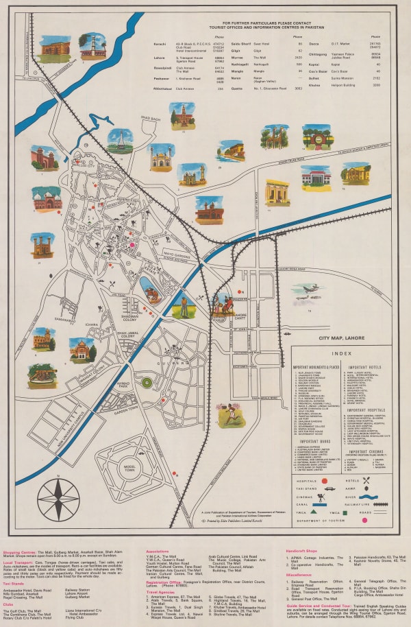 Pakistan Department of Tourism, Pakistan Lahore Tourist Map & Guide, 1960 c.