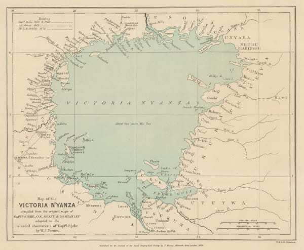 Royal Geographical Society (RGS), Lake Victoria according to Stanley, Speke & Grant, 1876