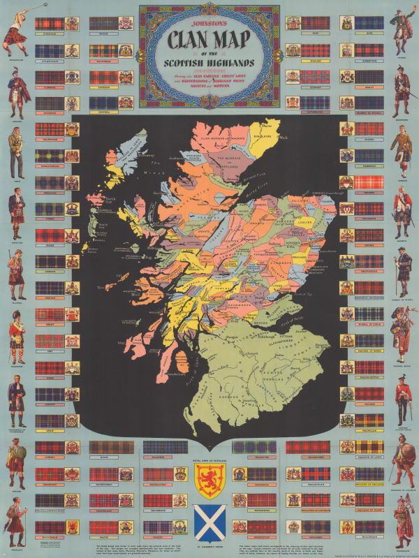 W. & A.K. Johnston, Clan Map of the Scottish Highlands, 1950 c