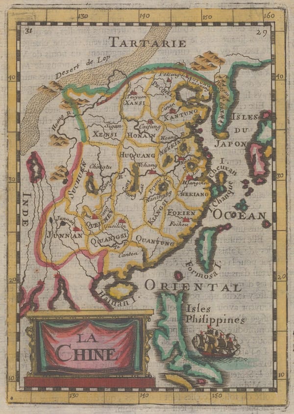 Alain Manesson Mallet, Miniature map of China, 1683